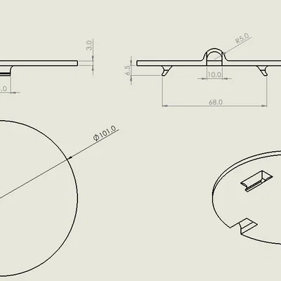 Nắp đậy hộp điện tròn 101mm có lỗ đi dây in 3D