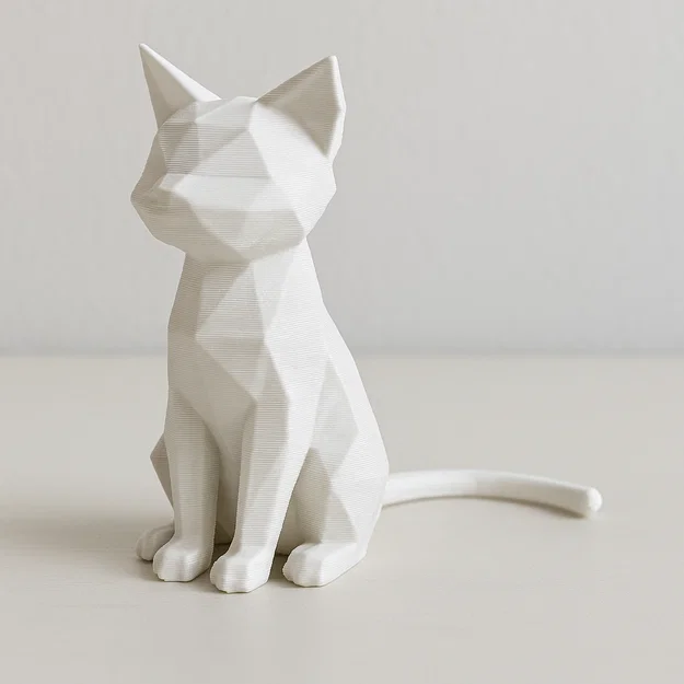 Mèo Low-Poly – Tượng Mô Hình In 3D - Image 1