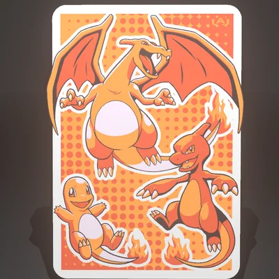 LED Panel Tiến Hoá Charmander – Pokémon Lửa Retro Rực Sáng