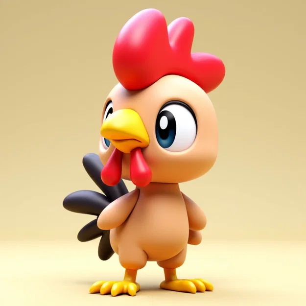 Mô hình chú gà trống (Cock Figure) dễ thương để in 3D trang trí - Image 1