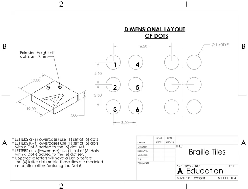 Chữ Braille Viết Hoa A–Z In Nhiều Màu/AMS (Chỉ Chữ In Hoa) - Image 3