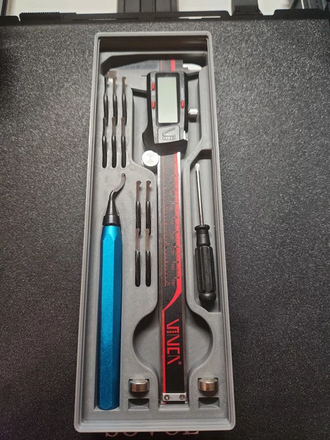 Khay Gridfinity đựng thước kẹp & deburring tool | 2x6, nam châm, chồng được - Image 1