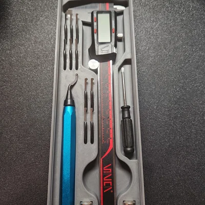 Khay Gridfinity đựng thước kẹp & deburring tool | 2x6, nam châm, chồng được