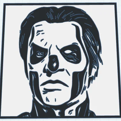 Chân dung Papa III Emeritus (Ghost) phong cách woodcut – 2 màu