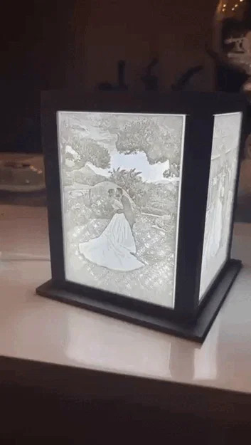 Mẫu đèn ngủ Lithophane 3D khung 4 mặt tự in - Image 1
