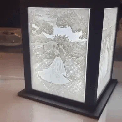 Mẫu đèn ngủ Lithophane 3D khung 4 mặt tự in
