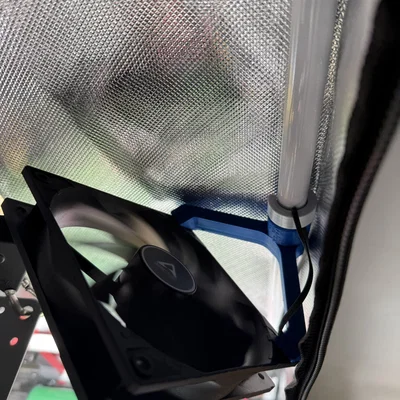 Ngàm gắn quạt PC 120mm vào khung lều trồng cây (cột 16mm)