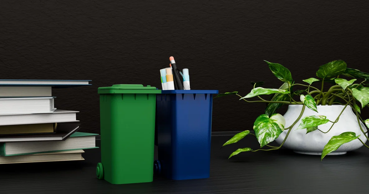 Mô hình thùng rác mini để bàn tiện lợi cho bút viết và giấy vụn - Image 1