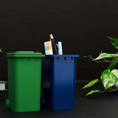 Mô hình thùng rác mini để bàn tiện lợi cho bút viết và giấy vụn