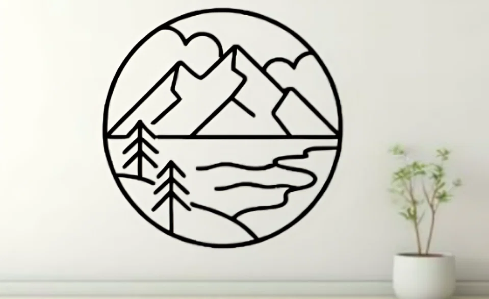 Mẫu tranh treo tường hình núi hồ tối giản (Mountain Lake Wall Art) - Image 1