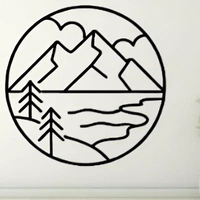 Mẫu tranh treo tường hình núi hồ tối giản (Mountain Lake Wall Art)