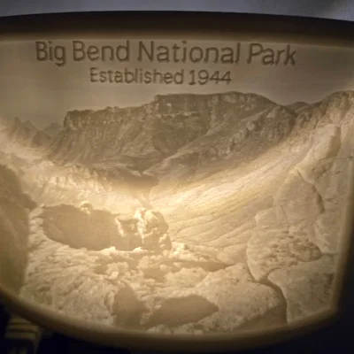 Lithophane đèn ngủ Vườn Quốc gia Big Bend (Big Bend National Park Nightlight Lithophane)