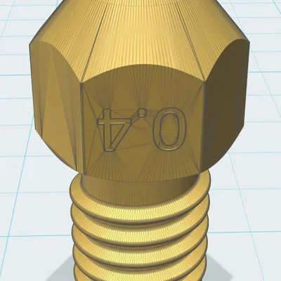 Mô hình 3D đầu phun máy in 0.4mm (Nozzle) chi tiết