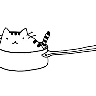 Mô hình 3D chú mèo nhỏ trong chảo (Stupid Little Cat) trang trí