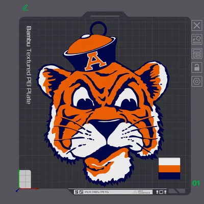Mặt dây chuyền Auburn Tigers Retro 3D - Phụ kiện thể thao cực chất