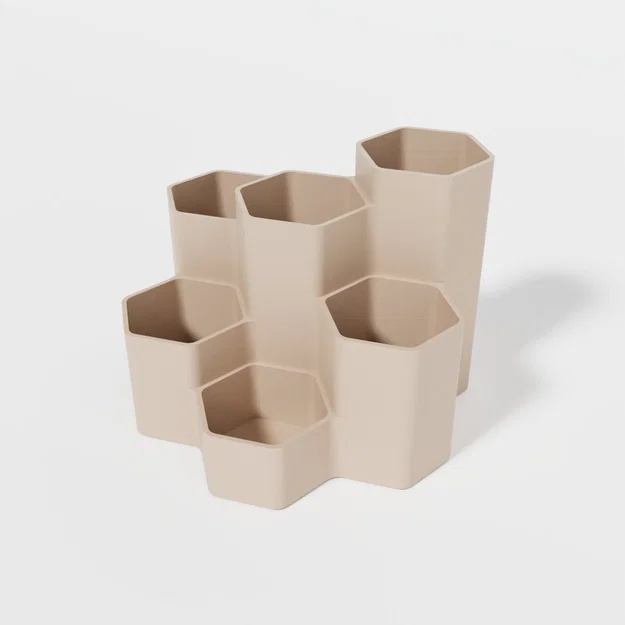 Khay đựng bút hình lục giác xếp tầng 3D - Thiết kế bàn làm việc gọn gàng - Image 1