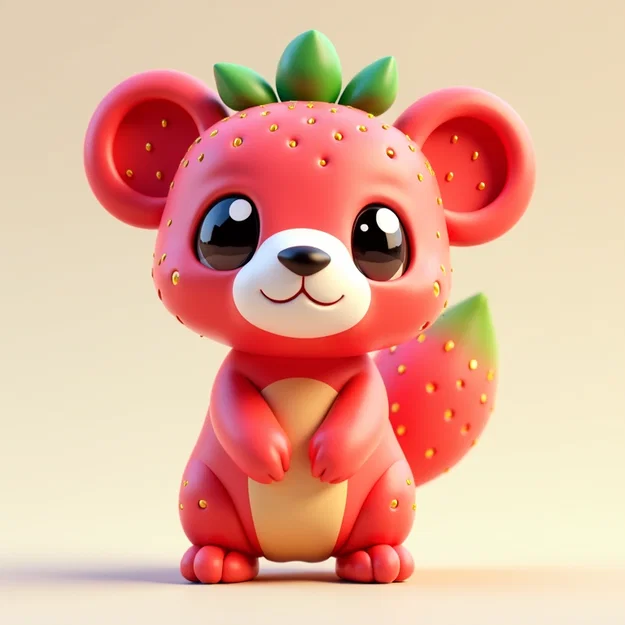 Mô hình thú cưng dâu tây Strawberry Pet siêu đáng yêu in 3D - Image 1