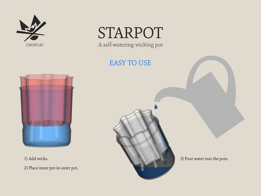 STARPOT – Chậu tự tưới (wicking pot) thấm hút nước - Image 2