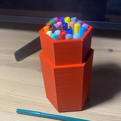 Hộp Đựng Bút Màu Hình Lục Giác In 3D Gọn Gàng Tiện Dụng
