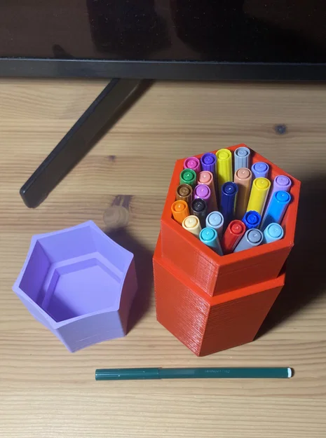Hộp Đựng Bút Màu Hình Lục Giác In 3D Gọn Gàng Tiện Dụng - Image 3