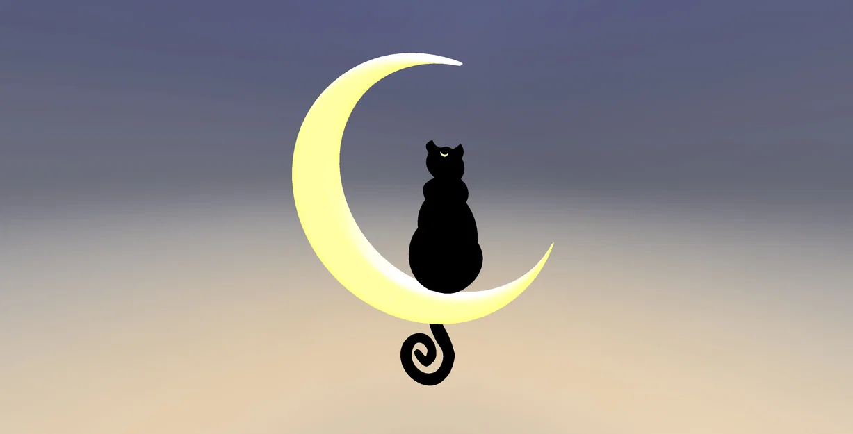 Mô hình 3D mèo Luna Sailor Moon ngồi trên vầng trăng khuyết độc đáo - Image 1