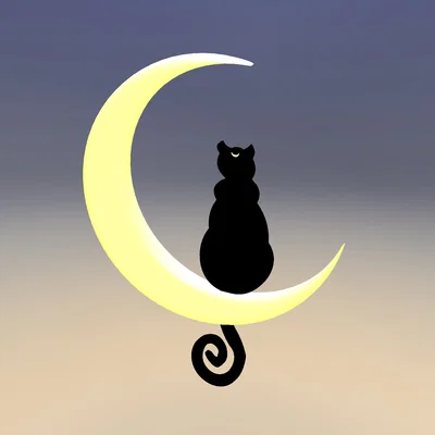Mô hình 3D mèo Luna Sailor Moon ngồi trên vầng trăng khuyết độc đáo