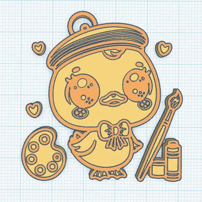 Pato pintor – Móc khóa thiết kế trên Tinkercad