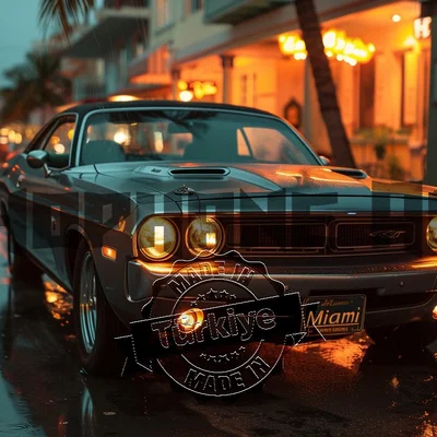 Mô hình 3D Lithophane xe cổ điển Dodge Challenger đẹp mắt