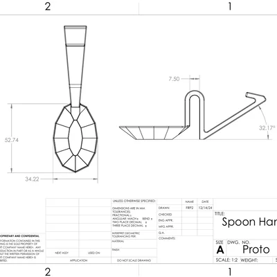 Mẫu thìa hình học có móc treo thông minh cho nhà bếp - 3D Print