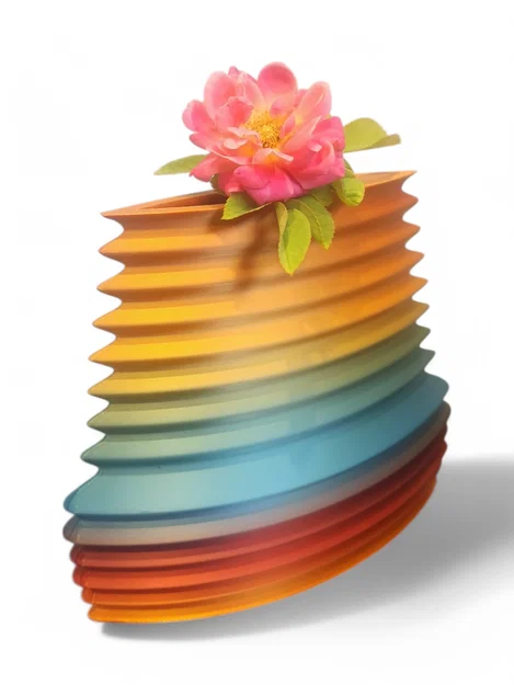 Bình hoa gân nổi đơn giản (Simple Ribbed Vase) - Image 1
