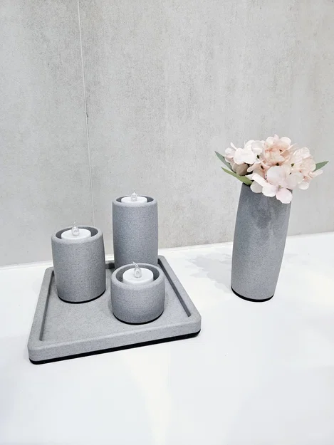 Bình Hoa Vân Đá Marble cho Tealight Holder - Image 2