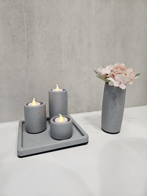 Bình Hoa Vân Đá Marble cho Tealight Holder - Image 3