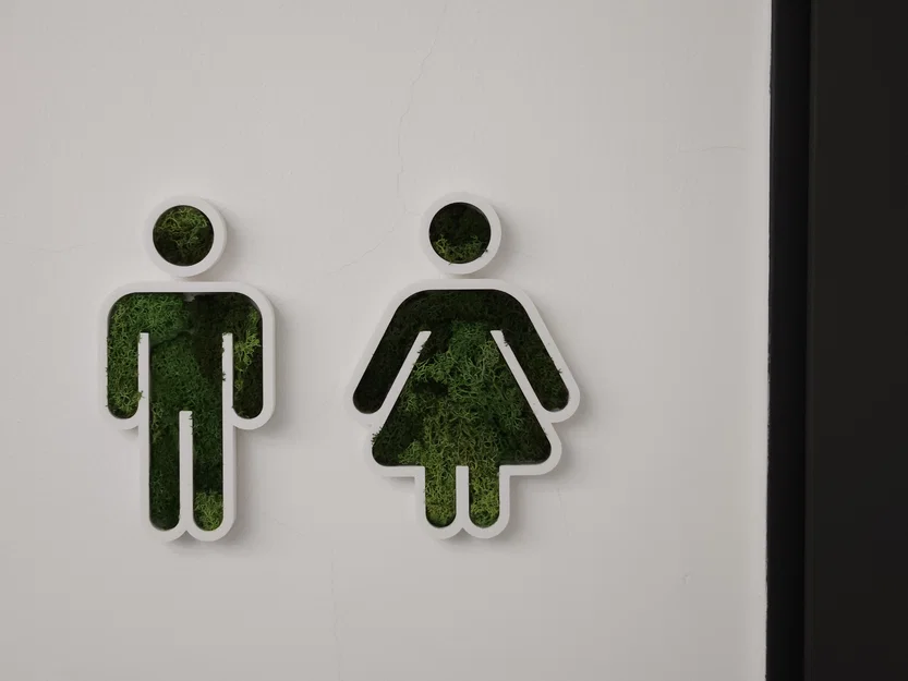 Biển báo nhà vệ sinh (Toilet Signs) trang trí bằng rêu, vật liệu tự nhiên - Image 1