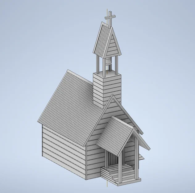 Mô hình nhà thờ miền Tây cổ điển Old West Church in 3D - Image 1