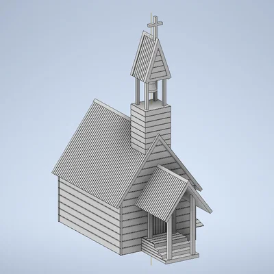 Mô hình nhà thờ miền Tây cổ điển Old West Church in 3D