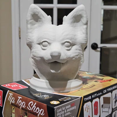 Mô hình tượng đầu chú chó (Doggie Bust) in 3D trang trí độc đáo