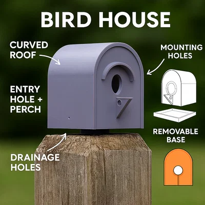 Birdhouse – Nhà chim đơn giản 2 mảnh (top & bottom)