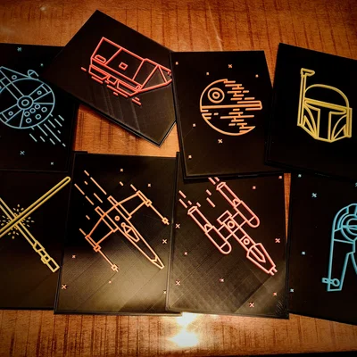 Star Wars Neon Line Art - Boba Fett (Nghệ thuật line neon phát sáng)
