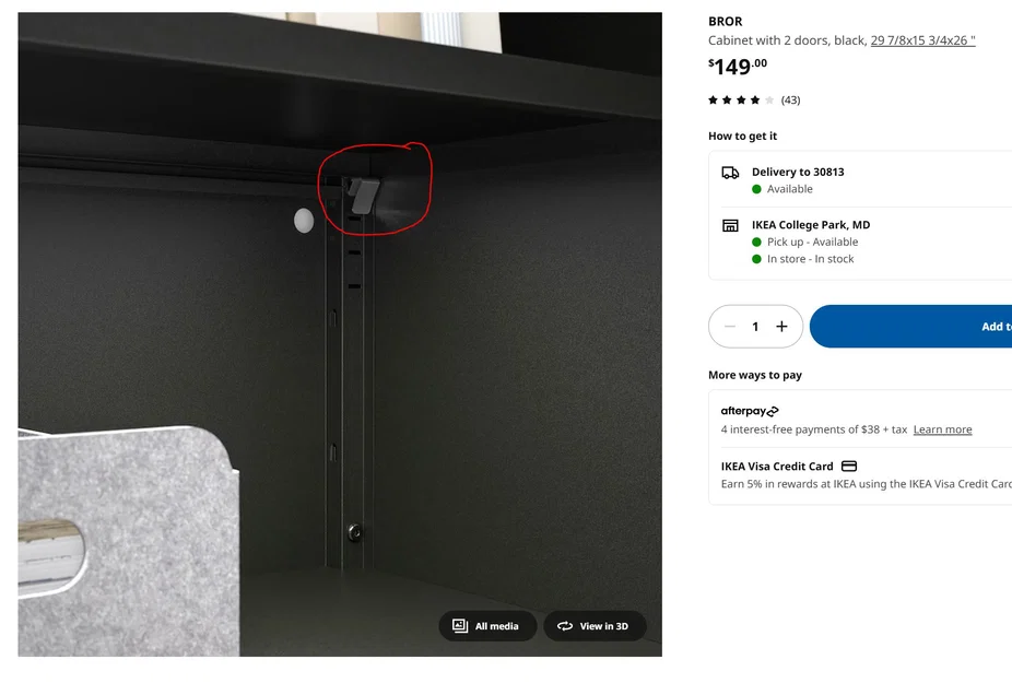 Pat đỡ kệ tủ IKEA BROR thay thế (In 3D gia cố chịu lực cao) - Image 1
