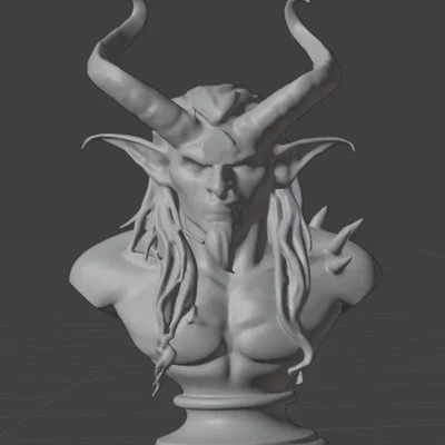 Mô hình tượng bán thân nam Tiefling cực chất cho người chơi D&D