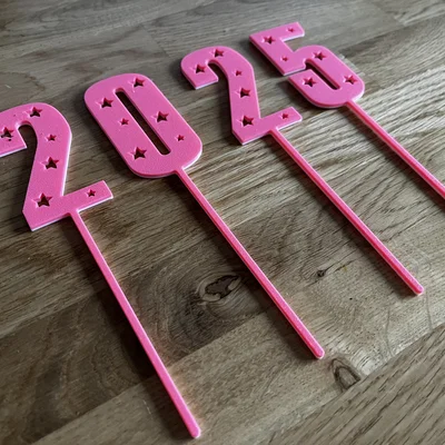 Mẫu in 3D phụ kiện trang trí bánh (Cake Topper) mừng năm mới 2026