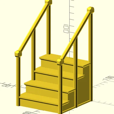 Cầu thang 3D có tay vịn cho Nisse (Supportless)