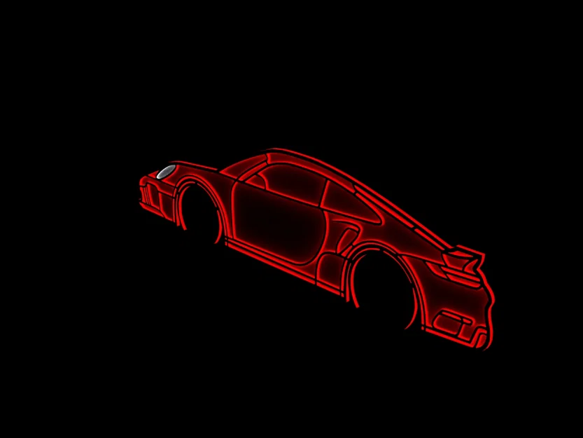 Mô hình trang trí Porsche Turbo S 3D với hiệu ứng đèn LED đỏ - Image 2