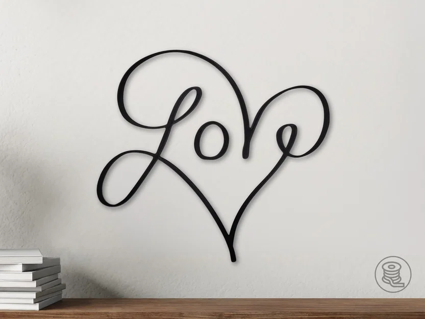 Tranh treo tường nghệ thuật chữ Love hình trái tim (3D Print Model) - Image 1