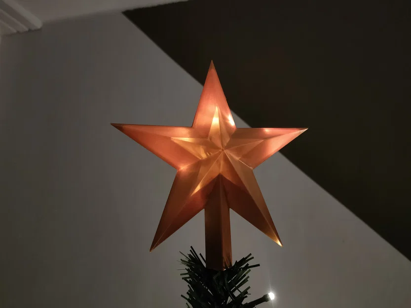 Ngôi sao chóp cây thông Noel phát sáng – trong mờ, in Vase Mode - Image 1