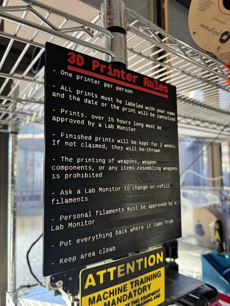 Bảng quy định sử dụng máy in 3D (3D Printer Rules) chuyên nghiệp - Image 2