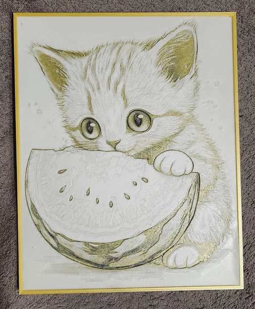Mèo Con Cute Dưa Hấu (Baby Cute Cat Watermelon) - HueForge - Image 1