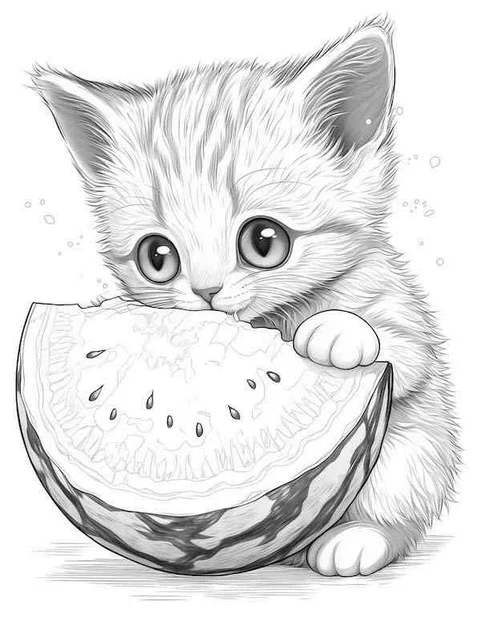 Mèo Con Cute Dưa Hấu (Baby Cute Cat Watermelon) - HueForge - Image 2