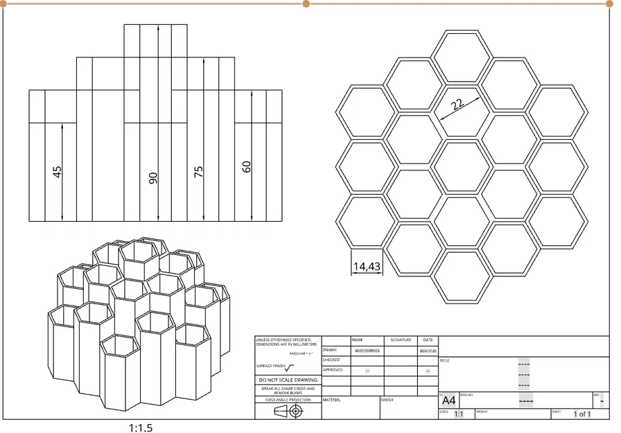Ống cắm bút hình lục giác (Pencil holder hexagon) in 3D độc đáo - Image 4