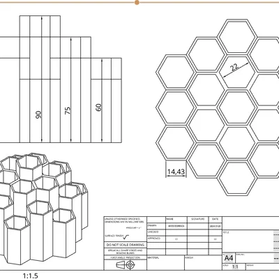 Ống cắm bút hình lục giác (Pencil holder hexagon) in 3D độc đáo